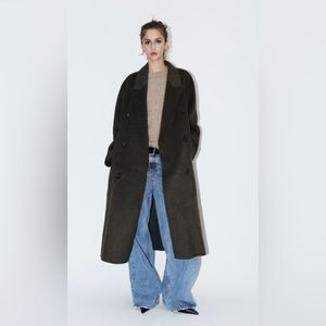 ZARA Wool Blend Coat Double Breasted Coat Size XSMALL
